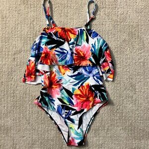 Tempt Me Floral‎ Ruffle One Piece Swimsuit - Tropical Print - Size S